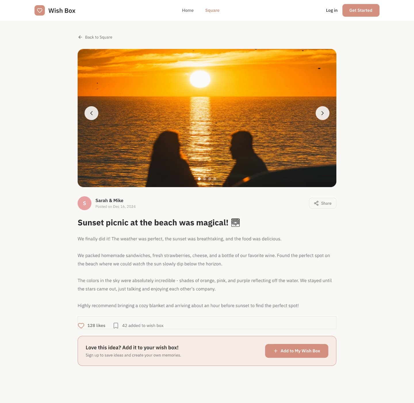 Wish Box story detail preview